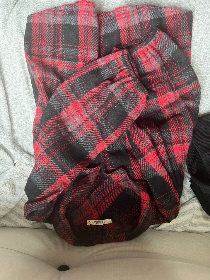 Kırmızı Ekoseli Rahat Kesim Kadın gömlek ceket - Görsel 2