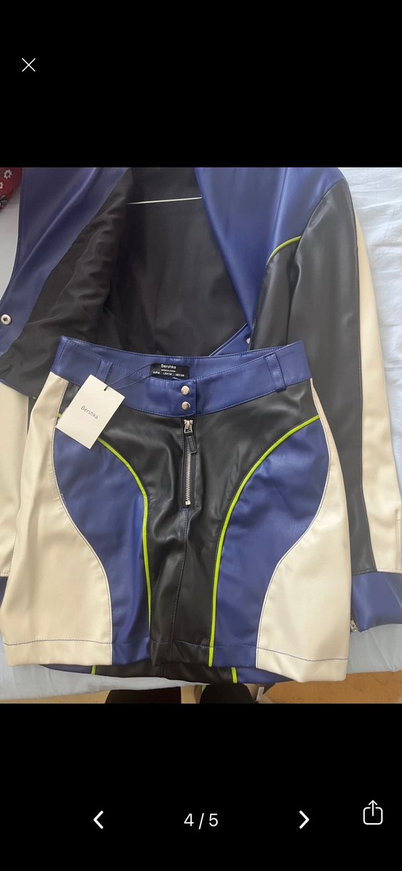 Renkli Kemerli Kısa Deri Kadın Ceket etek - Görsel 3