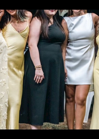 Beyaz Mini ADL Saten Elbise - Görsel 7