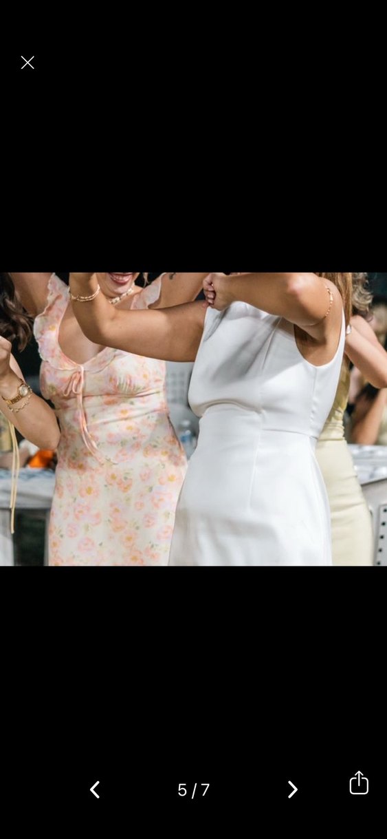 Beyaz Mini ADL Saten Elbise - Görsel 5