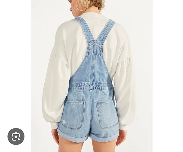 Bershka Bershka Kadın Açık Mavi Kısa Denim Salopet