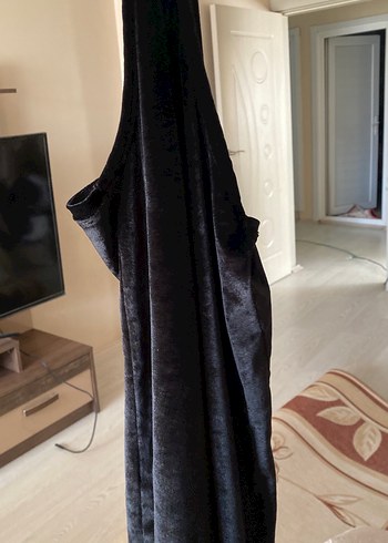 Kadın Siyah V Yakalı Saten Mini elbise - Görsel 3