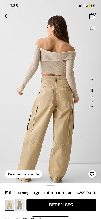 Bershka bershka kumaş kargo baggy pantolon