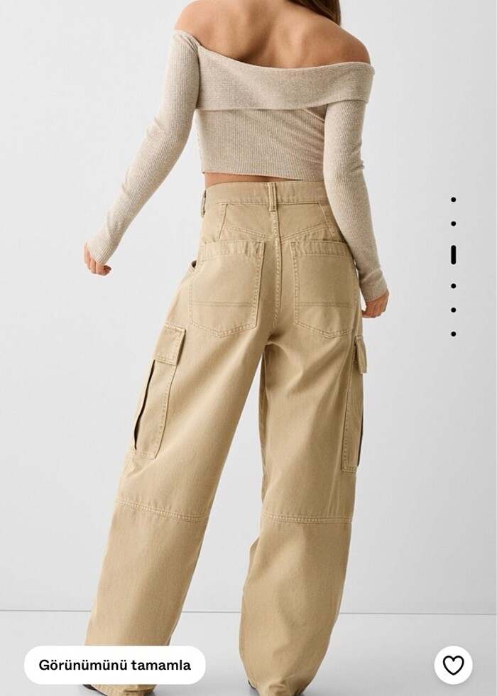 bershka kumaş kargo baggy pantolon - Görsel 3