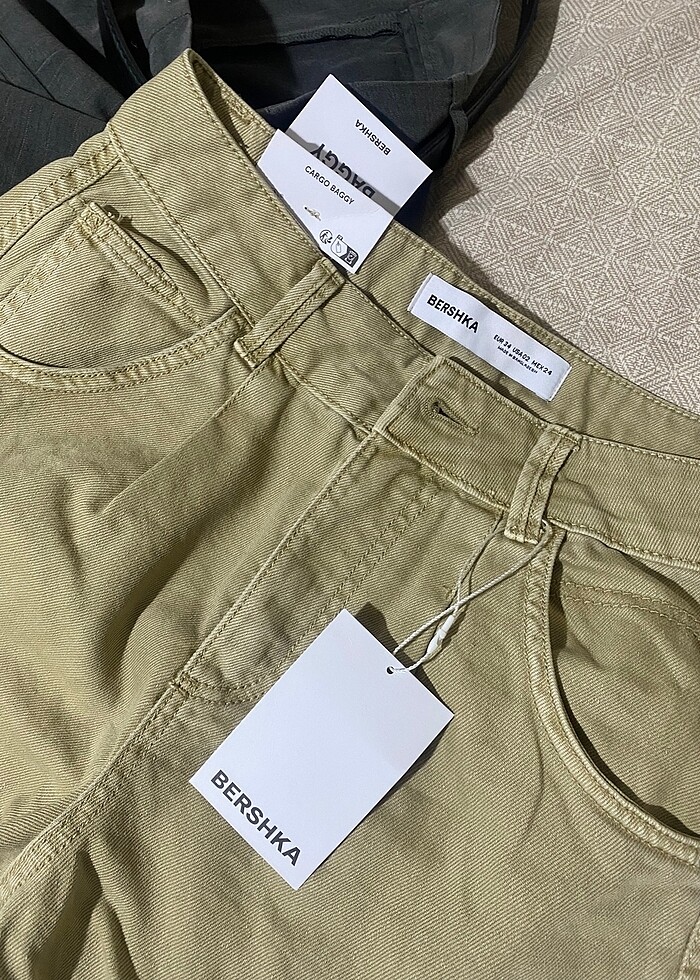 bershka kumaş kargo baggy pantolon - Görsel 4