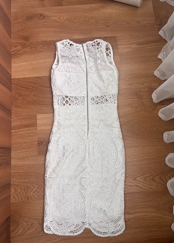 Diğer Dantel İşlemeli Beyaz Midi Bohem Elbise