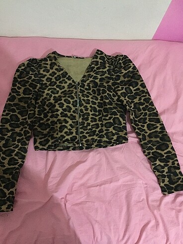 s Beden kahverengi Renk Leopar desenli bluz