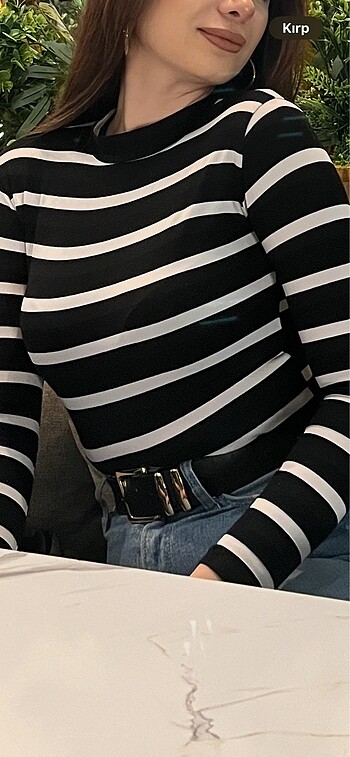 Zara Siyah beyaz bluz