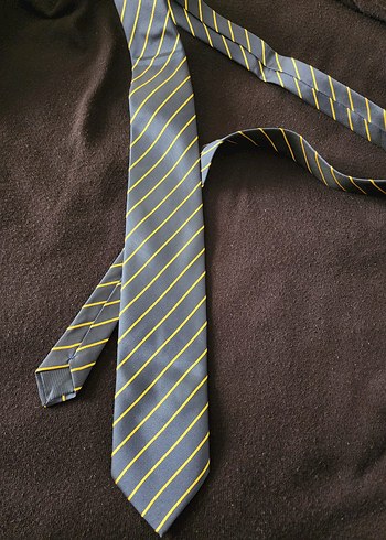 Lacivert Sarı Çizgili Erkek Kravat - Görsel 2