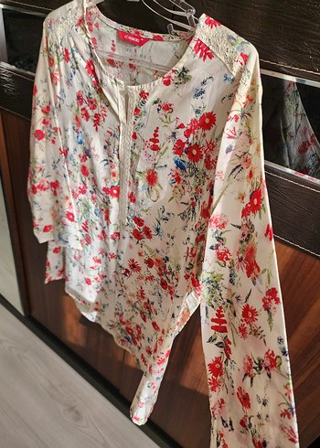 Çiçek Desenli Bohem Pamuklu Kadın Gömlek - Görsel 2