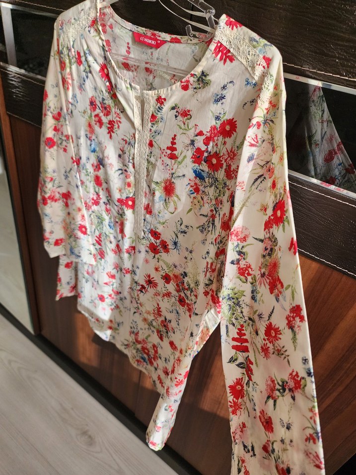 Çiçek Desenli Bohem Pamuklu Kadın Gömlek - Görsel 2