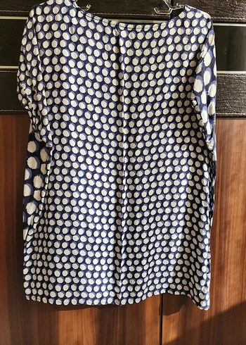 Mavi Bağlama Desenli Kısa Kollu Bluz - Görsel 2