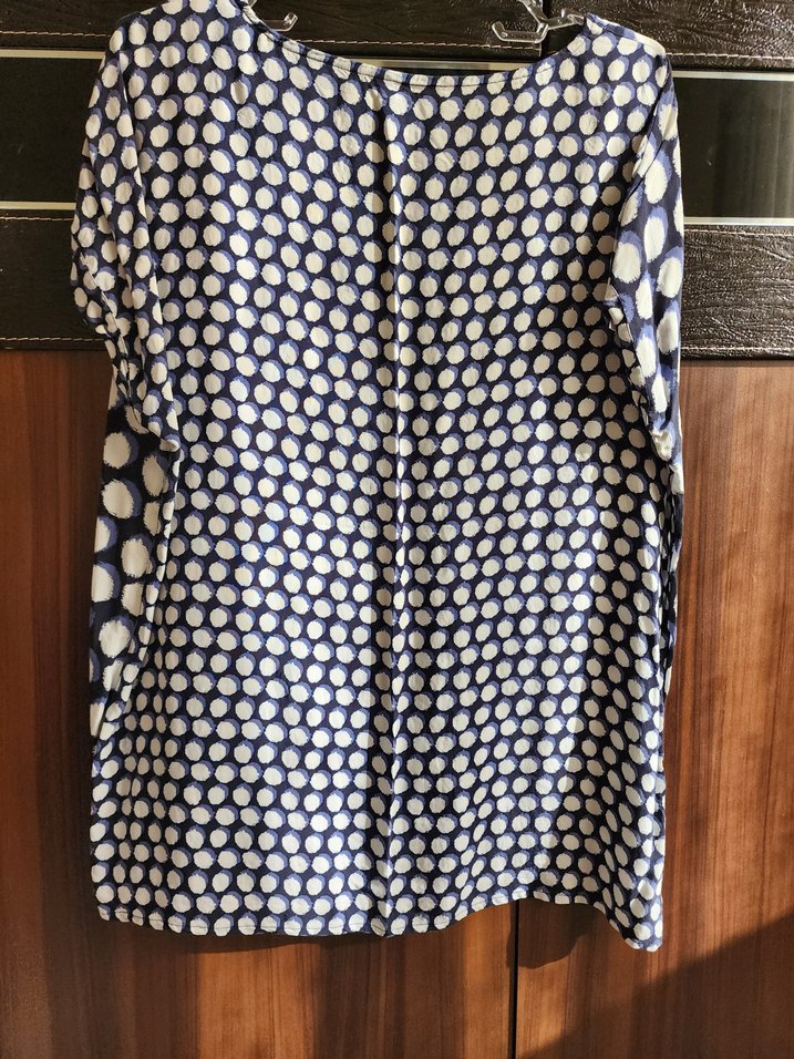 Mavi Bağlama Desenli Kısa Kollu Bluz - Görsel 2