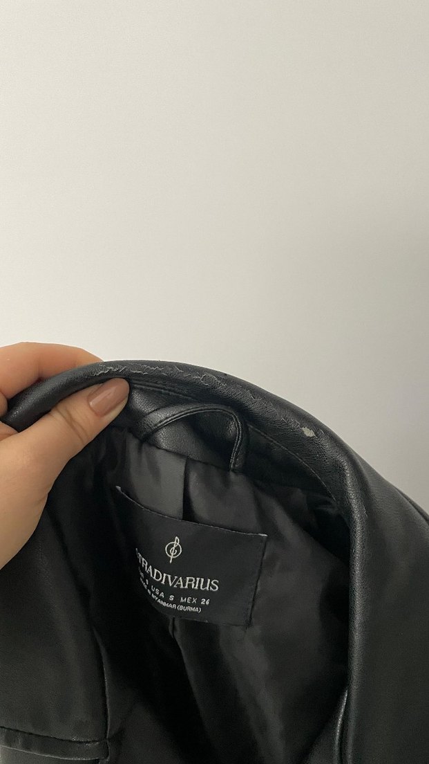 Kemerli Siyah Kadın Biker Deri Ceket - Görsel 2