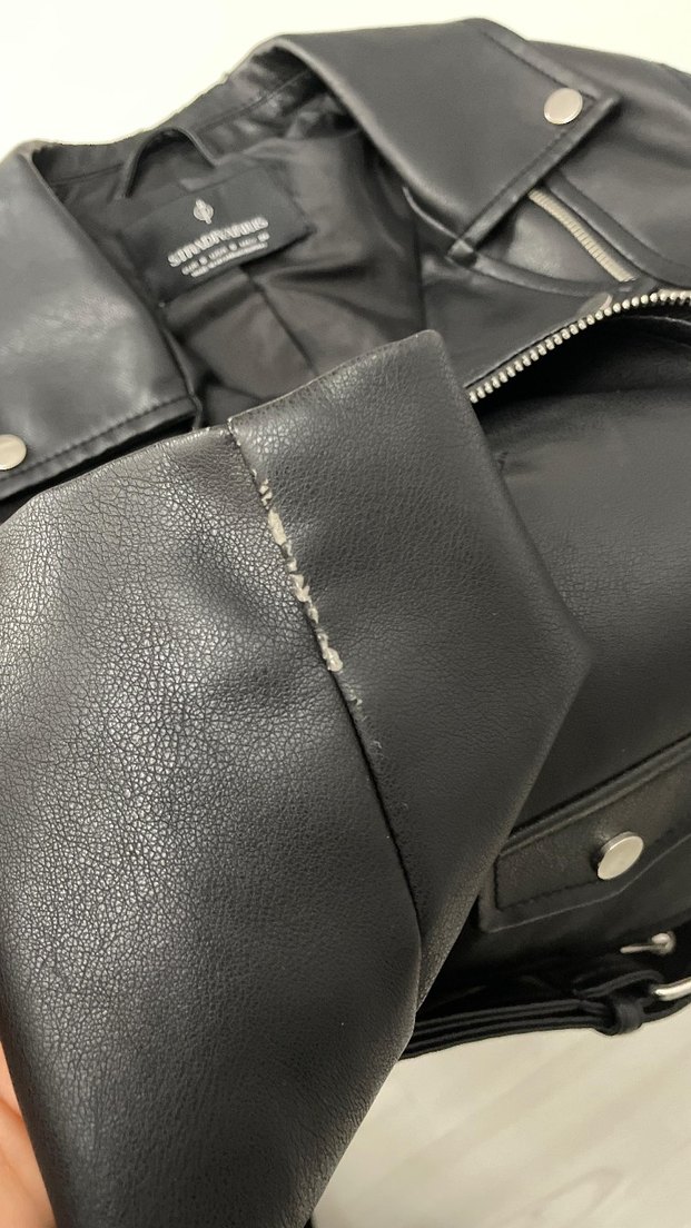 Kemerli Siyah Kadın Biker Deri Ceket - Görsel 3