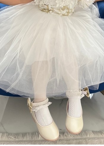 Kız Çocuk Beyaz Tokalı Babet Ayakkabı - Görsel 7