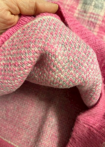 Kadın Pembe Gri Örgü Yün Kazak - Görsel 5