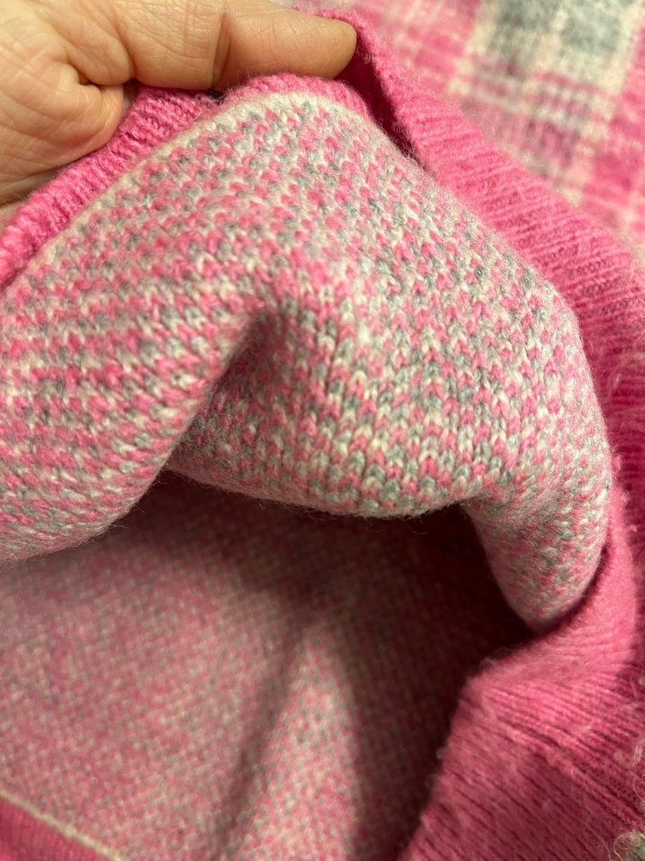 Kadın Pembe Gri Örgü Yün Kazak - Görsel 5