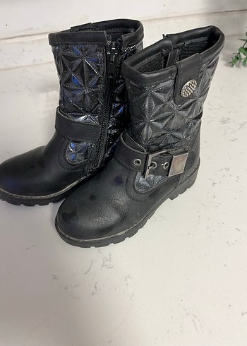 Kız Çocuk Siyah Yılan Desenli Biker Bot - Görsel 4