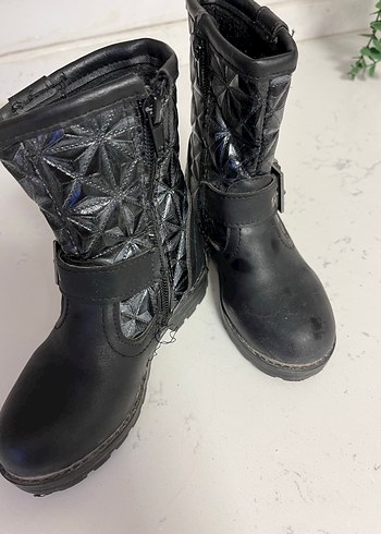 Kız Çocuk Siyah Yılan Desenli Biker Bot - Görsel 5