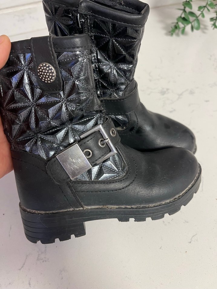 Kız Çocuk Siyah Yılan Desenli Biker Bot - Görsel 2