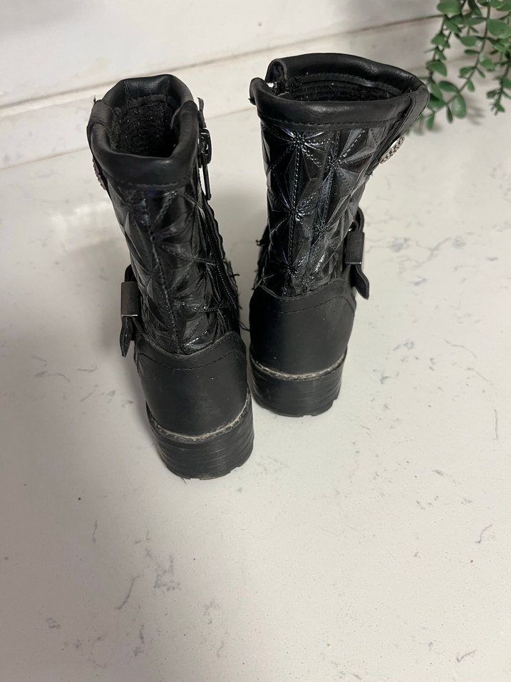 Kız Çocuk Siyah Yılan Desenli Biker Bot - Görsel 3