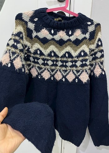 Bohem Desenli Kadın Triko Kazak - Görsel 5