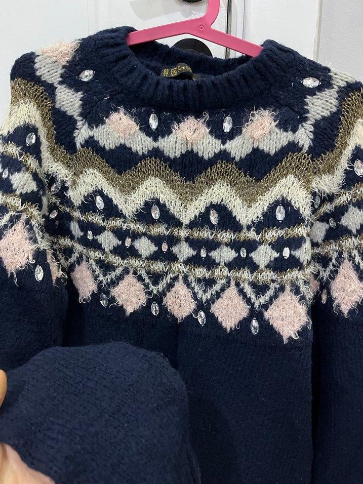 Bohem Desenli Kadın Triko Kazak - Görsel 4