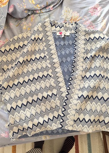 Gri Bohem Uzun Örgü Hamile Hırkası - Görsel 2