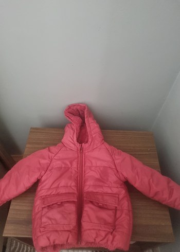 Kız Çocuk Parlak Pembe Fermuarlı Mont