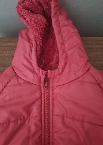 18-24 Ay Beden Kız Çocuk Parlak Pembe Fermuarlı Mont