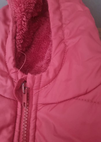 18-24 Ay Beden pembe Renk Kız Çocuk Parlak Pembe Fermuarlı Mont