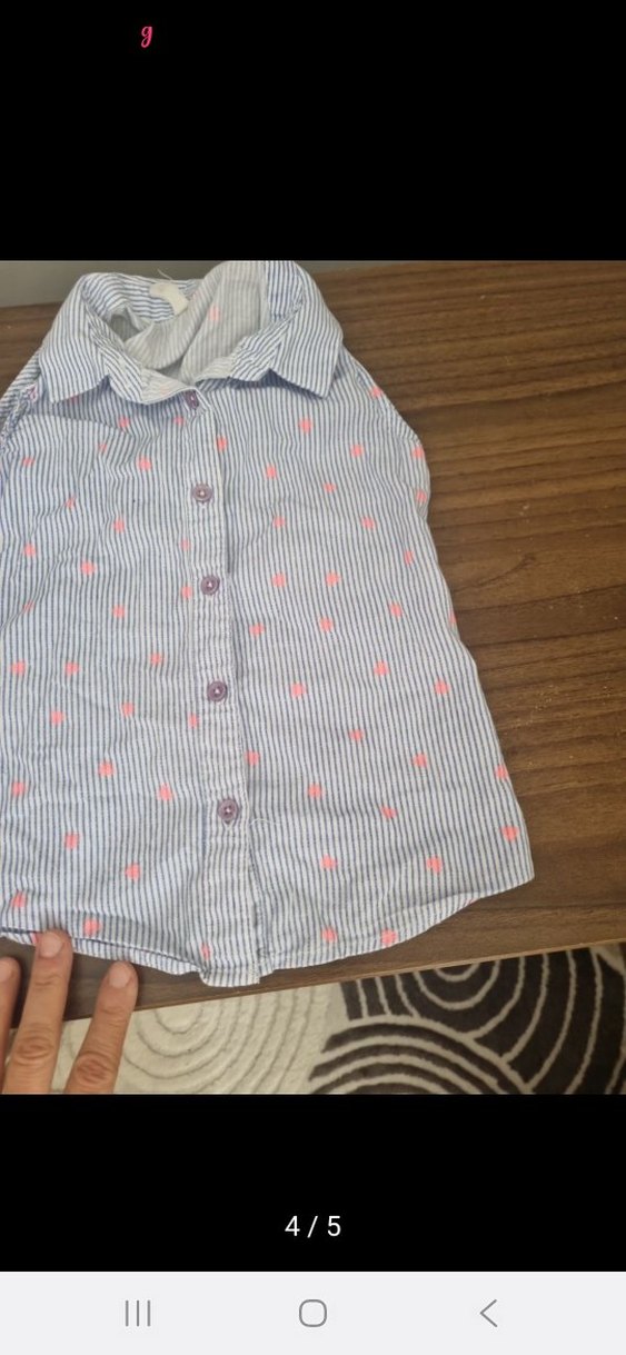 Kız Çocuk Gri Pamuklu Kolsuz Gömlek - Görsel 4
