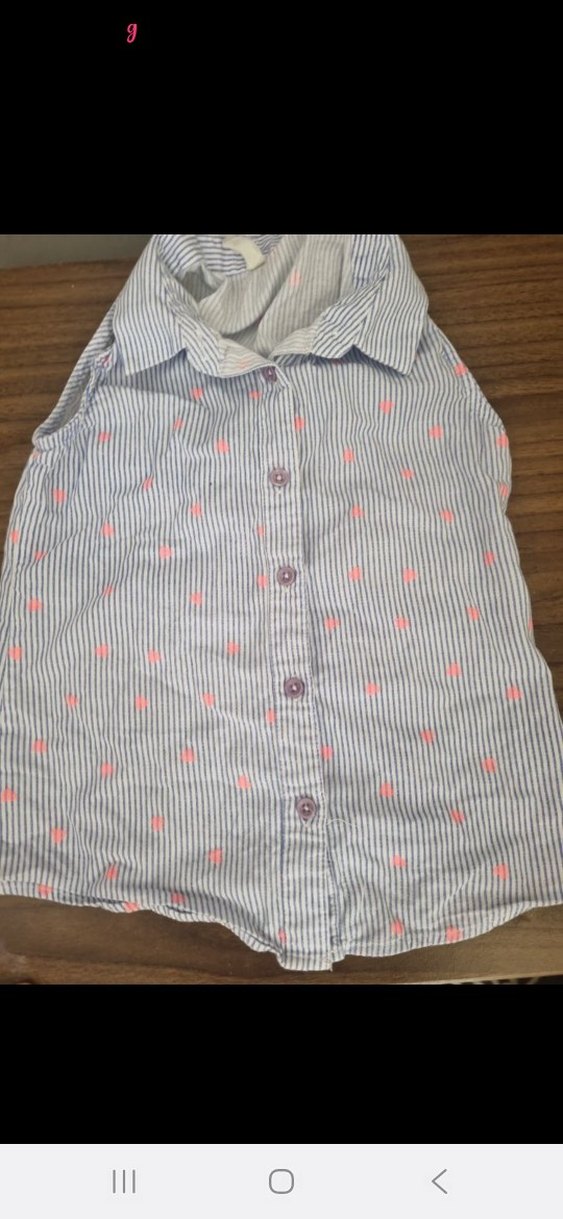 Kız Çocuk Gri Pamuklu Kolsuz Gömlek - Görsel 3