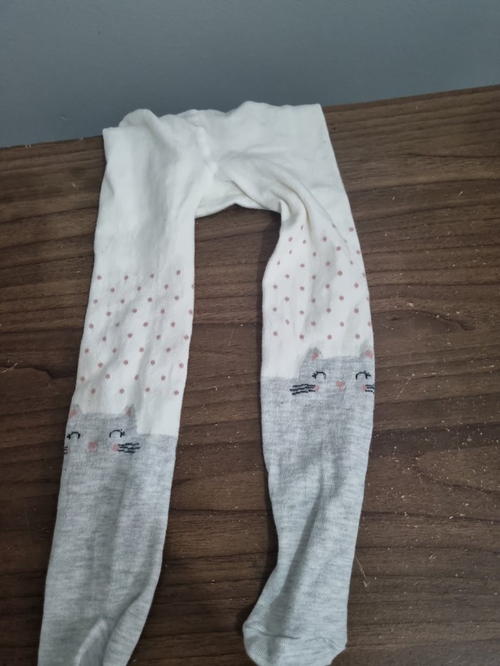 Beyaz ve Gri Kız Çocuk Tayt - Görsel 2