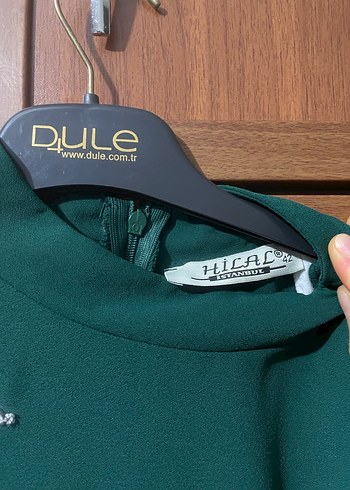 Yeşil Parlak Uzun Drapeli Kadın Elbise - Görsel 4