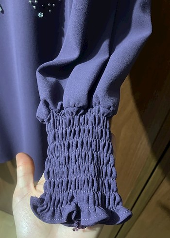 Mor Midi Kadın Pantolon Pilili Bol Kesim - Görsel 2