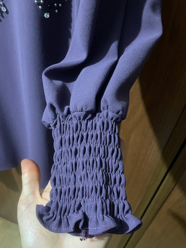 Mor Midi Kadın Pantolon Pilili Bol Kesim - Görsel 2