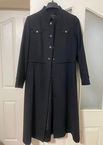 Düğmeli Gri kadın Midi Boy Kaban - Görsel 6