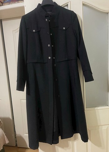 Düğmeli Gri kadın Midi Boy Kaban - Görsel 5