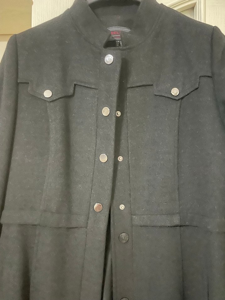 Düğmeli Gri kadın Midi Boy Kaban - Görsel 2