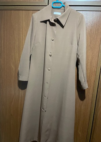 Düğmeli Bej Hamile Kabanı - Görsel 4