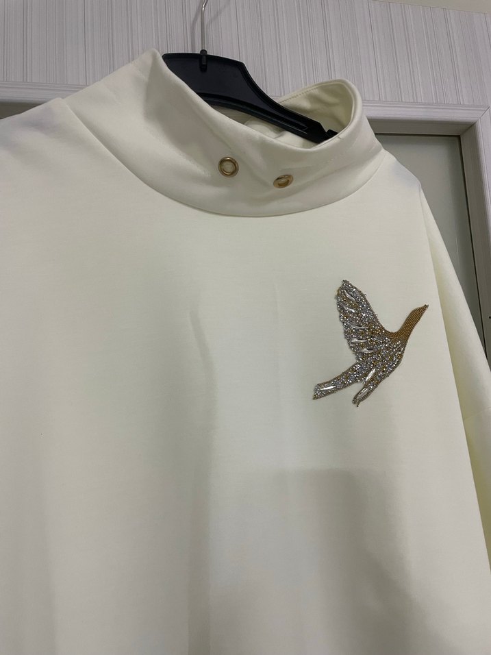 Düğmeli Beyaz Kadın Bluz - Görsel 4