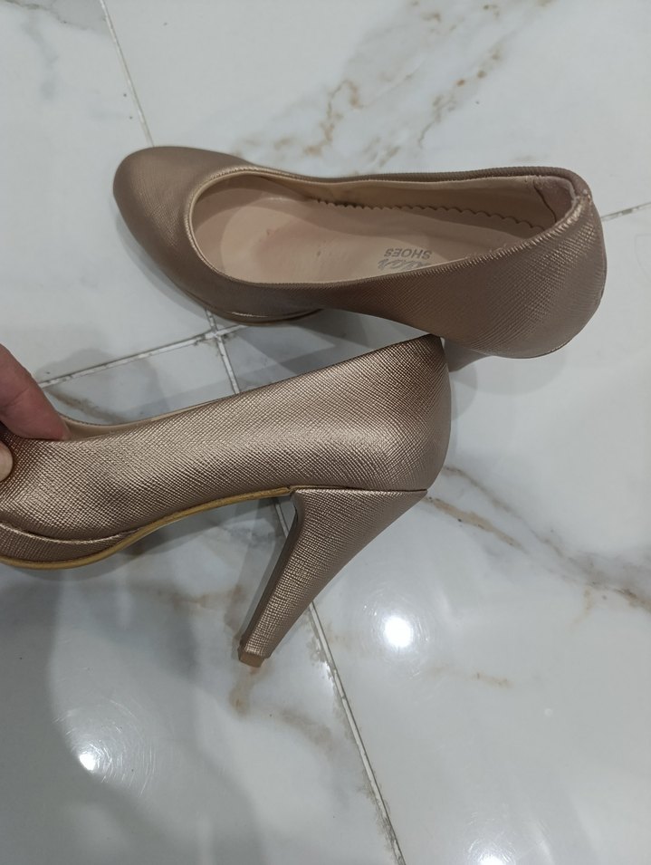 Bej Yılan Desenli Stiletto Topuklu Kadın Ayakkabı - Görsel 5