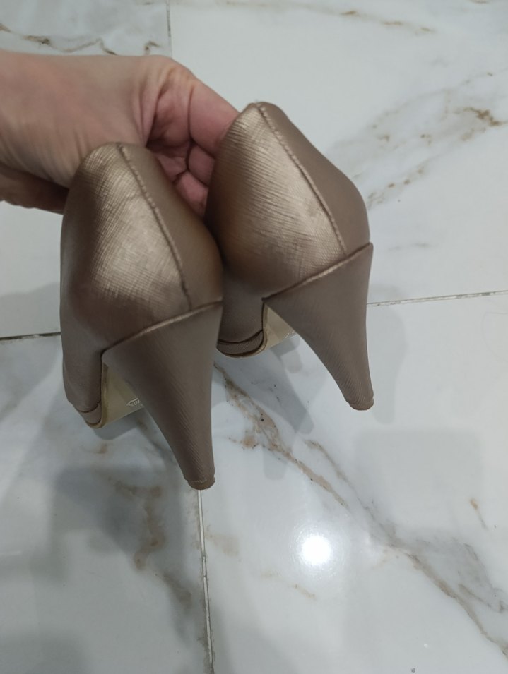 Bej Yılan Desenli Stiletto Topuklu Kadın Ayakkabı - Görsel 3