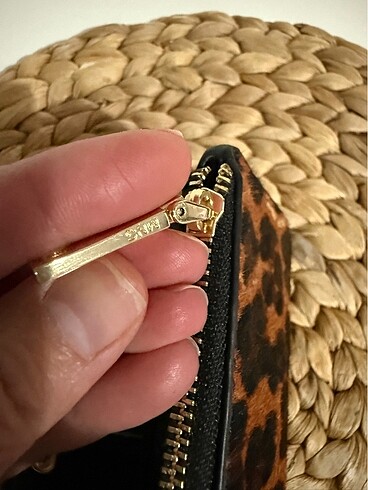 Beden kahverengi Renk Mango leoparlı deri cüzdan..