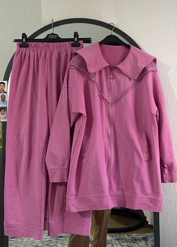 Pembe Fermuarlı Kadın Eşofman Takımı