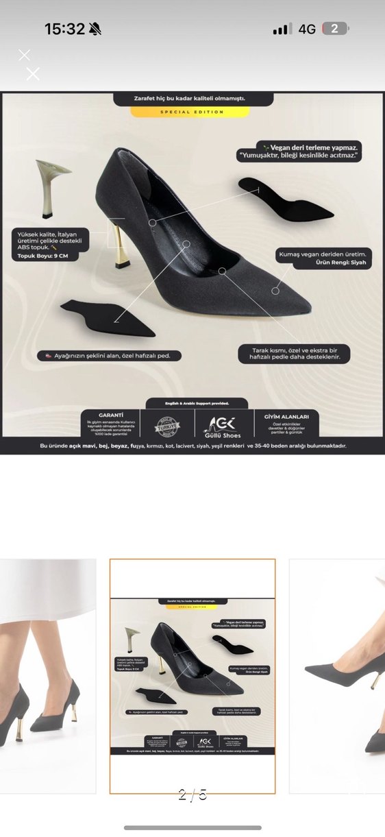 Siyah Stiletto Topuklu Kadın Ayakkabı - Görsel 2