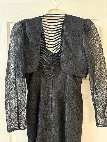 Siyah Dantelli ve Ceketli Mini Abiye Elbise - Görsel 11