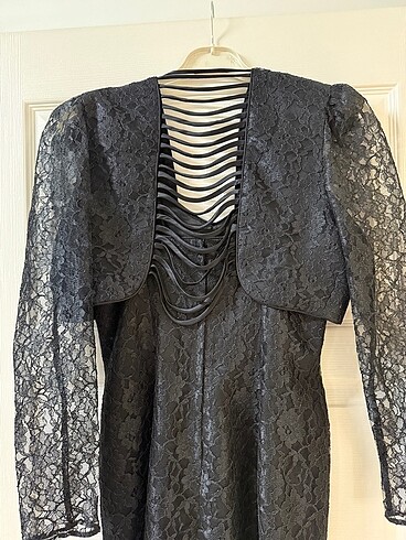 Siyah Dantelli ve Ceketli Mini Abiye Elbise - Görsel 10